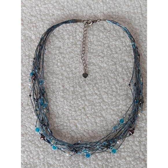 Artisan Multi-Strand Freshwater Pearl & Glass Bead Necklace 15-17 in - Picture 1 of 10